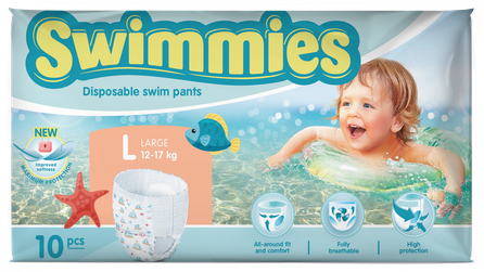 MOLTEX Swimmies L (12-17kg) sauskelnės, 10 vnt.