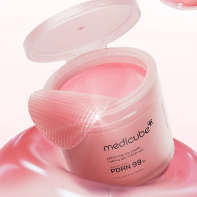 MEDICUBE PDRN Pink Collagen Toning Gel veido diskeliai, 120 ml