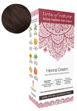 TINTS OF NATURE Henna Cream Dark Brown plaukų dažai, 70 ml