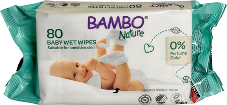 BAMBO NATURE Nature drėgnos servetėlės, 80 vnt.