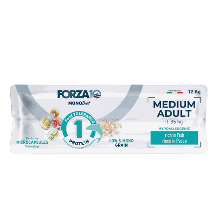 FORZA10 MonoDiet Medium Adult, su žuvimi, šunims sausas pašaras, 12 kg