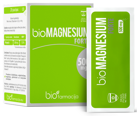 BIOFARMACIJA Bio Magnesium Forte 500 mg paketėliai, 20 vnt.