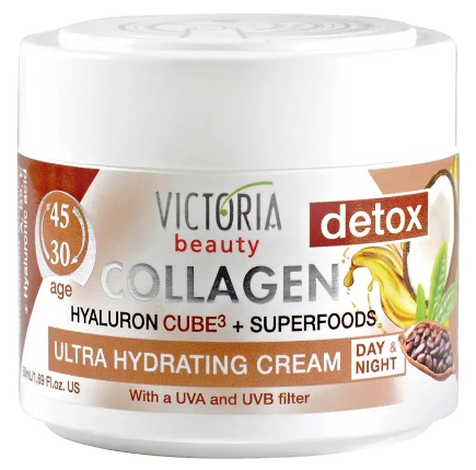 VICTORIA BEAUTY drėkinantis su kolagenu, hialurono rūgštimi  veido kremas, 50 ml