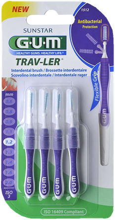 GUM Trav-Ler 1,2 mm  tarpdančių šepetėlis, 6 vnt.