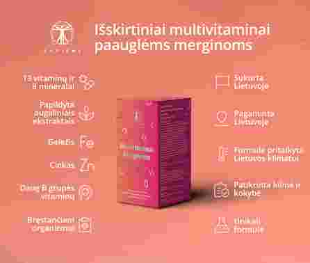 SAPIENS Multivitaminai Merginoms, 13-17 Metų kapsulės, 30 vnt.
