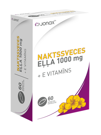 JONAX Evening Primrose Oil 1000 mg + Vitamin E kapsulės, 60 vnt.