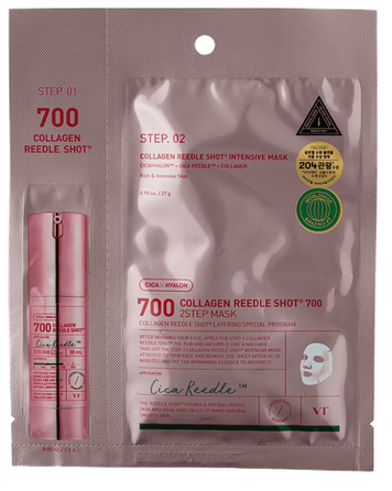 VT COSMETICS Collagen Reedle Shot 700 2-Step, giliai drėkinanti veido kaukė, 1 vnt.