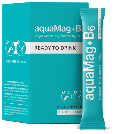 BIOFARMACIJA Aqua Mag+B6 geriamas paketėliai, 10 vnt.