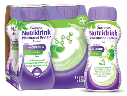 NUTRICIA Nutridrink PlantBased (žirnių ir pipirmėtės sk) 200 ml, 4 vnt.