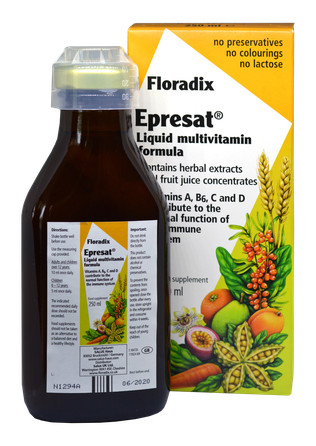 FLORADIX   skysta vitaminų A, B6, C ir D formulė, skystis, 250 ml