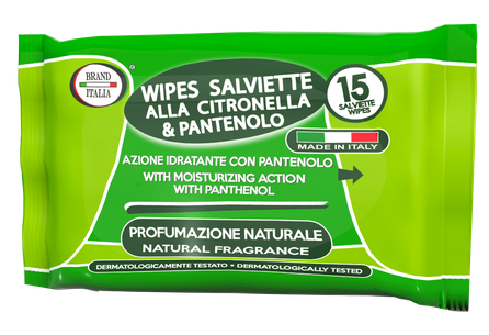 BRAND ITALIA Citronella & Panthenol  drėgnos servetėlės, 15 vnt.
