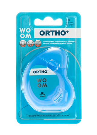 WOOM Ortho + tarpdančių siūlas dantų siūlas, 50 vnt.