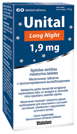 VITABALANS Unital Long Night 1,9 mg tabletės, 60 vnt.