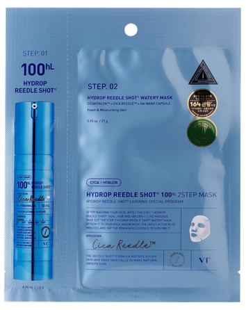 VT COSMETICS Hydrop Reedle Shot 100hL 2-Step, dvigubo poveikio lakštinė veido kaukė, 1 vnt.