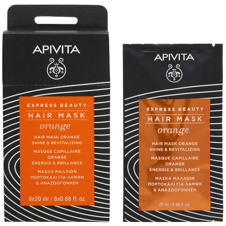APIVITA Express Beauty Shine & Revitalizing With Orange plaukų kaukė, 20 ml