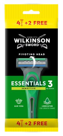 WILKINSON SWORD Essentials 3 Sensitive Men's vienkartiniai skustuvai, 6 vnt.