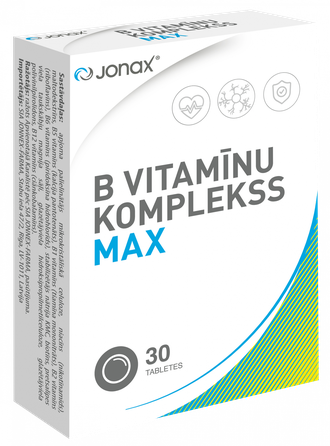 JONAX B grupės vitaminų kompleksas Max, tabletės, 30 vnt.