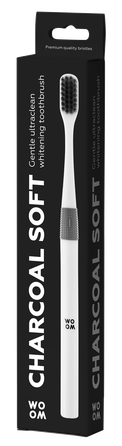 WOOM Charcoal Soft su aktyvinta anglimi dantų šepetėlis, 1 vnt.