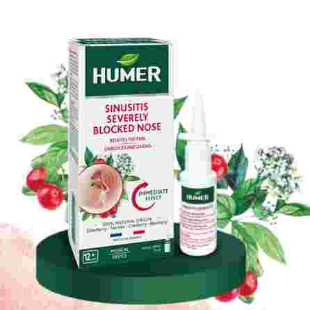 HUMER hipertoninis jūros vanduo labai užgulusiai nosiai purškiklis, 15 ml