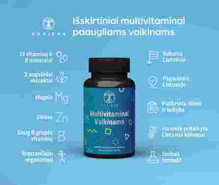 SAPIENS Multivitaminai Vaikinams, 13-17 Metų kapsulės, 30 vnt.