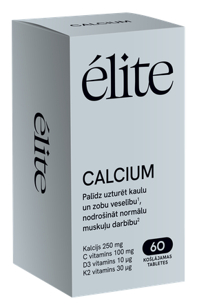ELITE Calcium kramtomosios vaisių skonio kramtomosios tabletės, 60 vnt.