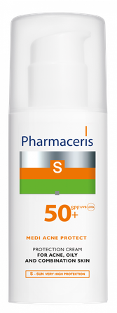PHARMACERIS Medi Acne Protect SPF 50+ apsauginis kremas nuo saulės, 50 ml