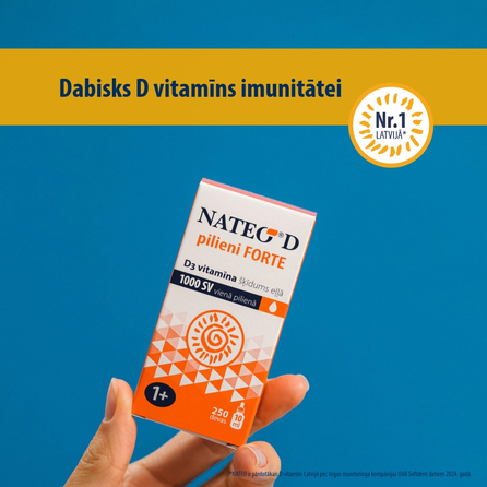 NATEO D Forte 1000 SV imunitetui ir kaulams lašai, 10 ml