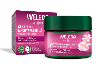 WELEDA  Wild Rose & White Tea Smoothing Night veido kremas, 40 ml