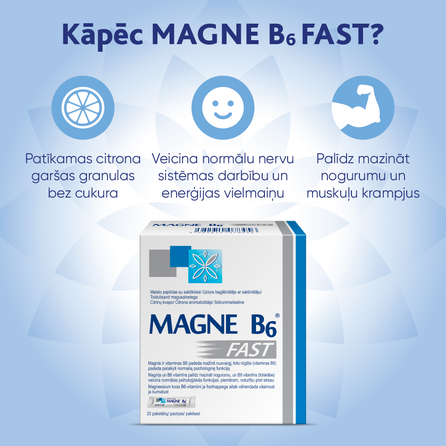 MAGNE B6 Fast (Magnis) 150 mg/0,7 mg paketėliai, 20 vnt.