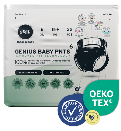 GEGE Genius Baby PNTS (15+ kg) XL 6 sauskelnės-kelnaitės, 32 vnt.