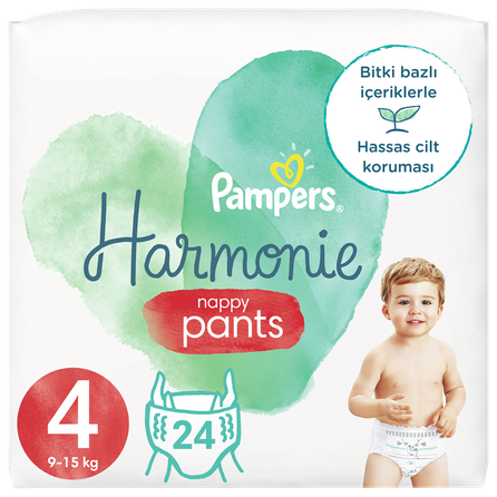 PAMPERS Harmonie Nappy Pants 4 (9-15 kg) sauskelnės, 24 vnt.
