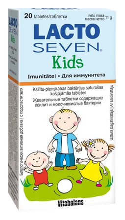 LACTO SEVEN Kids kramtomosios tabletės, 20 vnt.