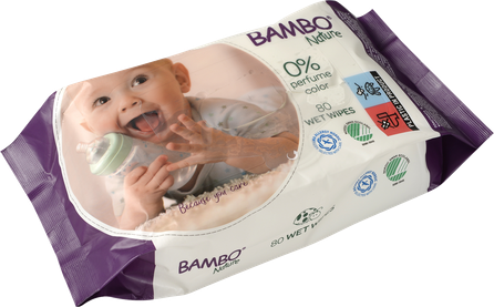 BAMBO NATURE Nature drėgnos servetėlės, 80 vnt.