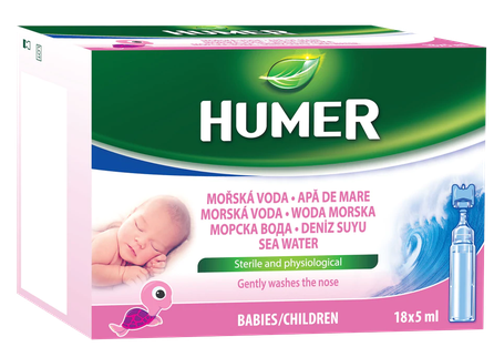 HUMER vienkartinės jūros vandens ampulės kūdikiams skystis, 18 vnt.