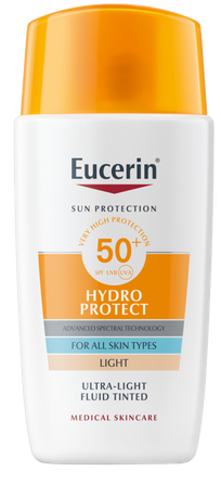 EUCERIN Hydro Protect Ultra-Light SPF 50+ su spalvos pigmentais apsauginis kremas nuo saulės, 50 ml