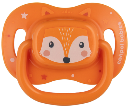 CANPOL BABIES Cute Animals 0-6 mėn. oranžinis čiulptukas, 1 vnt.