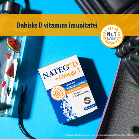 NATEO D +Omega -3 imunitetui kapsulės, 60 vnt.