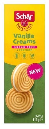 SCHAR Vanilla Cream be glitimo sausainiai, 115 g