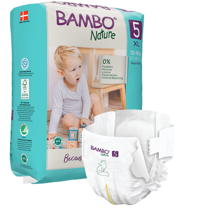 BAMBO NATURE Nature  XL-5 (12-18 kg) sauskelnės, 22 vnt.