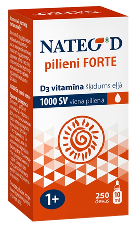 NATEO D Forte 1000 SV imunitetui ir kaulams lašai, 10 ml