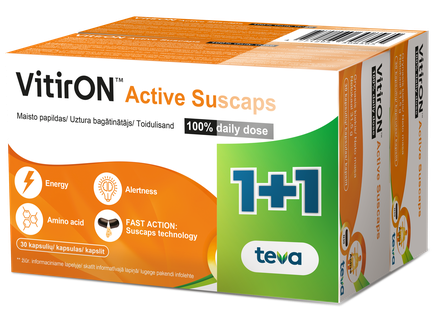 VITIRON Active Suscaps 100% Daily Dose (1+1) kapsulės, 1 vnt.