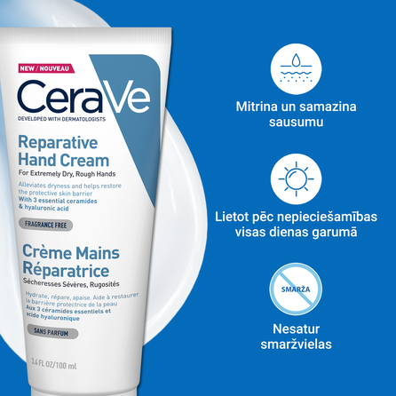 CERAVE Reparative With Ceramides rankų kremas, 100 ml