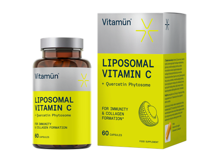 VITAMUN Liposomal Vitamin C + Quercetin Phytosome kapsulės, 60 vnt.