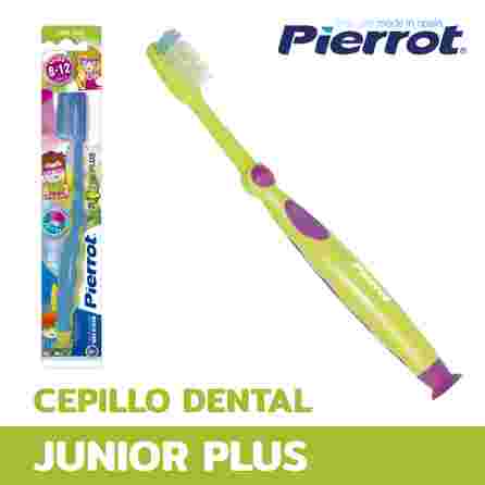 PIERROT PIERROT JUNIOR PLUS SOFT dantų šepetėlis vaikams 8-12 m. su minkštais šereliais dantų šepetėlis, 1 vnt.