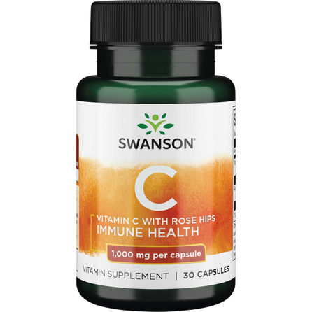 SWANSON Vitaminas C 1000 Mg su erškėčių ekstraktu kapsulės, 30 vnt.