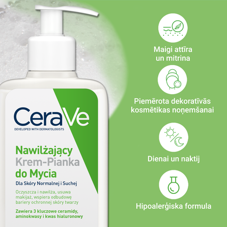 CERAVE Moisturising With Ceramides valomasis kremas, 236 ml