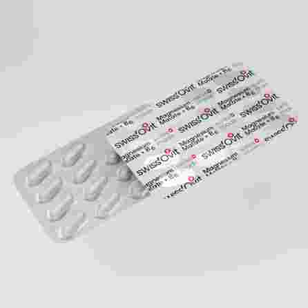 SWISS OVIT Magnesium Malate 150 mg + Vit. B6 kapsulės, 30 vnt.