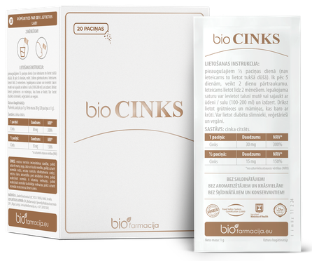 BIOFARMACIJA Bio Cinkas milteliai, 20 vnt.