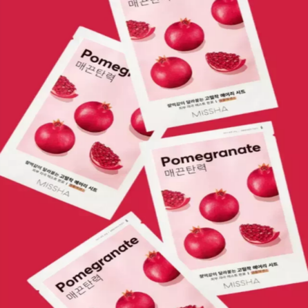 MISSHA Airy Fit Pomegranate, su granatų ekstraktu veido kaukė, 19 g