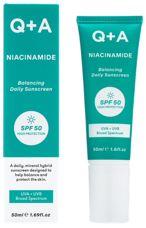 Q+A Niacinamide Balancing SPF50 apsauginis kremas nuo saulės, 50 ml